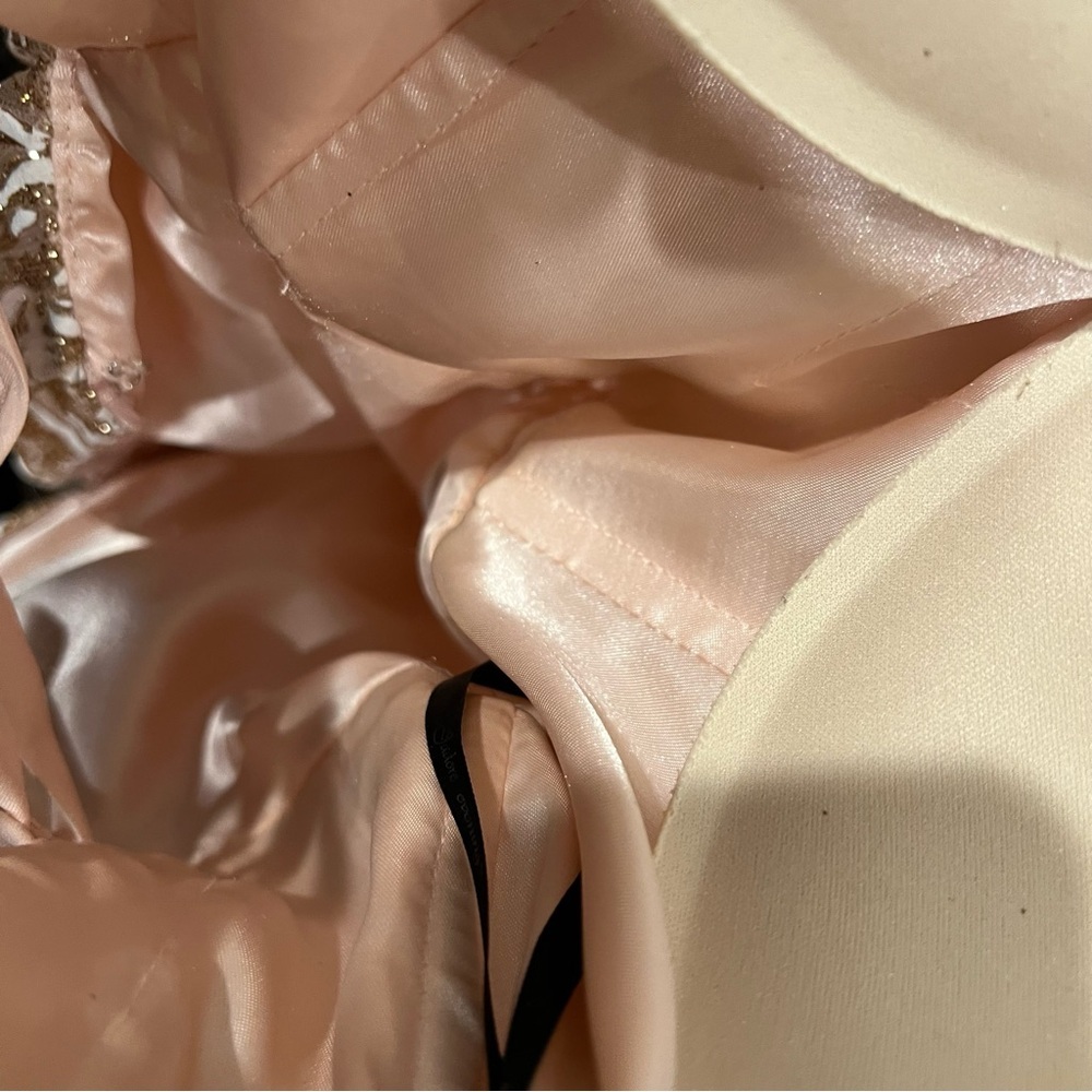 J'ADORE EVENING Blush Pink, White, Gold Evening Grad Prom Dress Floral Size 6 - Picture 14 of 16